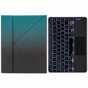 H-102CS Touch Backlight Bluetooth Keyboard Leather Case with Rear Three-fold Holder For iPad 10.2 2020 & 2019 / Pro 10.5 inch(Dark Night Green)