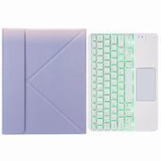 H-097CS Touch Backlight Bluetooth Keyboard Leather Case with Rear Three-fold Holder For iPad 9.7 2018 & 2017(Purple)