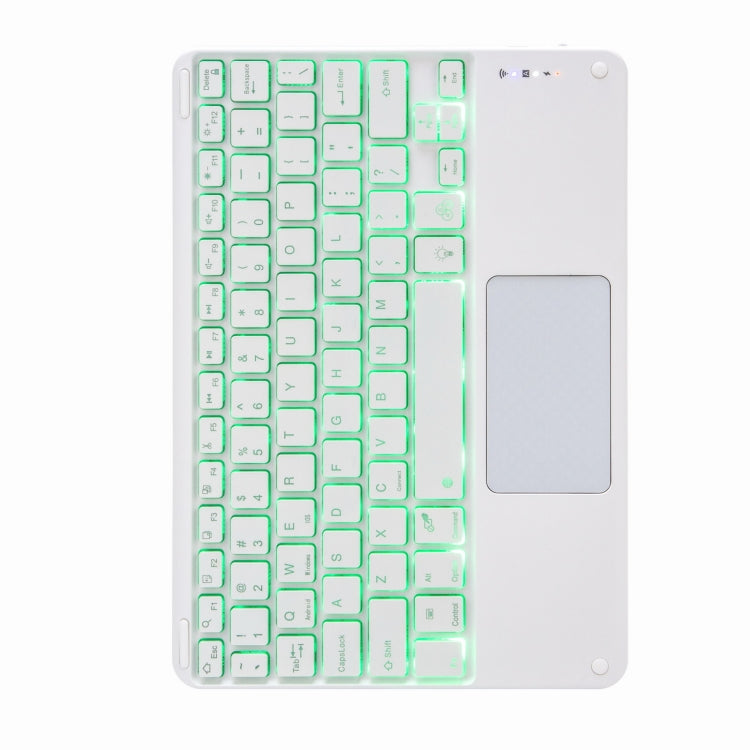 H-097CS Touch Backlight Bluetooth Keyboard Leather Case with Rear Three-fold Holder For iPad 9.7 2018 & 2017(Purple)