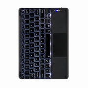 H-097CS Touch Backlight Bluetooth Keyboard Leather Case with Rear Three-fold Holder For iPad 9.7 2018 & 2017(Black)