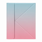 H-097CS Touch Backlight Bluetooth Keyboard Leather Case with Rear Three-fold Holder For iPad 9.7 2018 & 2017(Pink Blue)