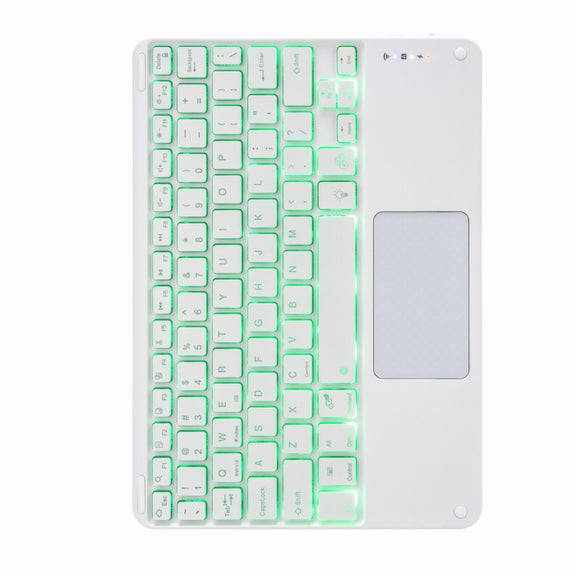 H-097CS Touch Backlight Bluetooth Keyboard Leather Case with Rear Three-fold Holder For iPad 9.7 2018 & 2017(Pink Blue)