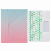 H-109CS Touch Backlight Bluetooth Keyboard Leather Case with Rear Three-fold Holder For iPad Pro 11 inch 2021 & 2020 & 2018 / Air 2020 10.9(Pink Blue)
