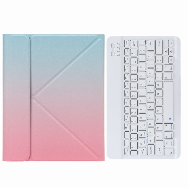 H-102 Bluetooth Keyboard Leather Case with Rear Three-fold Holder For iPad 10.2 2020 & 2019 / Pro 10.5 inch(Pink Blue)