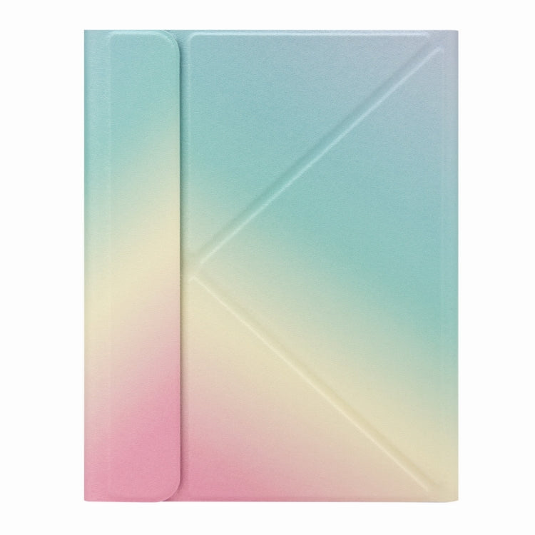 H-097 Bluetooth Keyboard Leather Case with Rear Three-fold Holder For iPad 9.7 2018 & 2017(Rainbow)