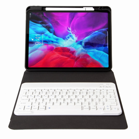 H-097 Bluetooth Keyboard Leather Case with Rear Three-fold Holder For iPad 9.7 2018 & 2017(Rainbow)