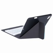 H-097 Bluetooth Keyboard Leather Case with Rear Three-fold Holder For iPad 9.7 2018 & 2017(Rainbow)