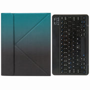 H-097 Bluetooth Keyboard Leather Case with Rear Three-fold Holder For iPad 9.7 2018 & 2017(Dark Night Green)