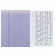 H-097 Bluetooth Keyboard Leather Case with Rear Three-fold Holder For iPad 9.7 2018 & 2017(Purple)