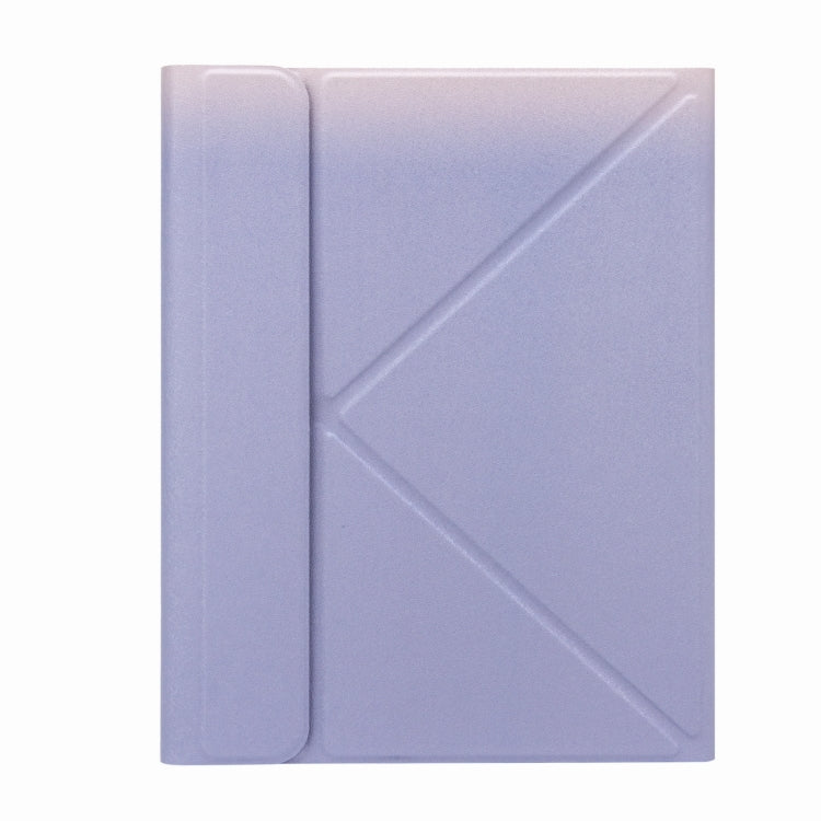 H-097 Bluetooth Keyboard Leather Case with Rear Three-fold Holder For iPad 9.7 2018 & 2017(Purple)
