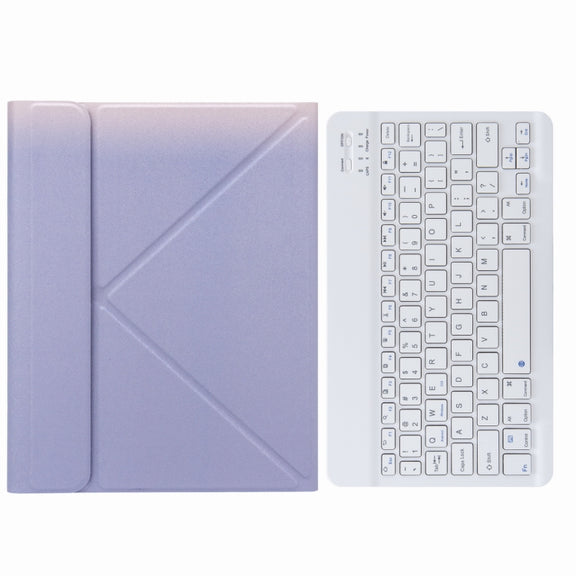 H-097 Bluetooth Keyboard Leather Case with Rear Three-fold Holder For iPad 9.7 2018 & 2017(Purple)