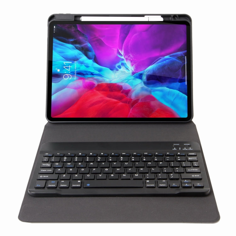 H-097 Bluetooth Keyboard Leather Case with Rear Three-fold Holder For iPad 9.7 2018 & 2017(Black)