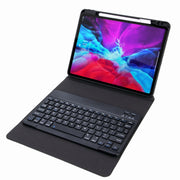 H-097 Bluetooth Keyboard Leather Case with Rear Three-fold Holder For iPad 9.7 2018 & 2017(Black)