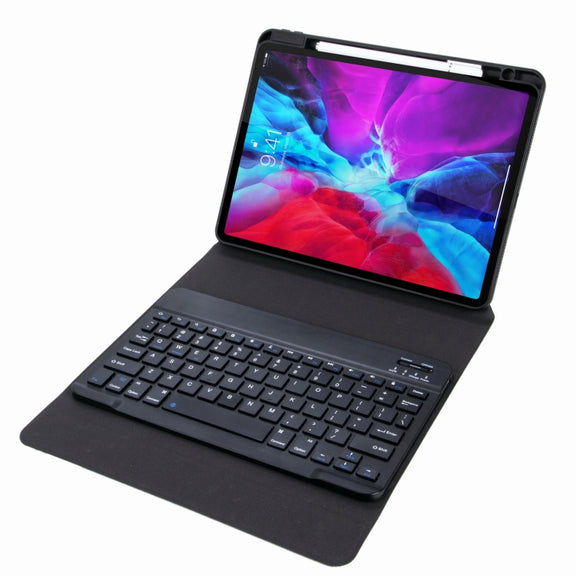 H-097 Bluetooth Keyboard Leather Case with Rear Three-fold Holder For iPad 9.7 2018 & 2017(Black)