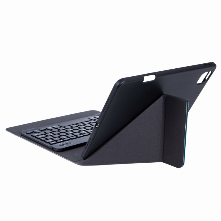 H-097 Bluetooth Keyboard Leather Case with Rear Three-fold Holder For iPad 9.7 2018 & 2017(Black)