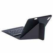H-097 Bluetooth Keyboard Leather Case with Rear Three-fold Holder For iPad 9.7 2018 & 2017(Black)