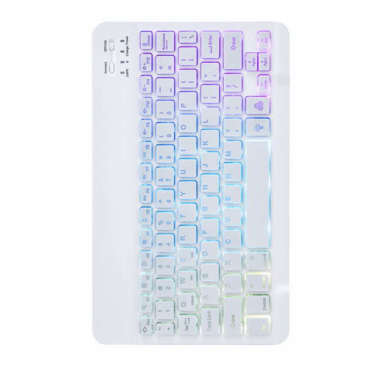 H-097S3 Tri-color Backlight Bluetooth Keyboard Leather Case with Rear Three-fold Holder For iPad 9.7 2018 & 2017(Rainbow)