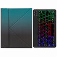 H-097S3 Tri-color Backlight Bluetooth Keyboard Leather Case with Rear Three-fold Holder For iPad 9.7 2018 & 2017(Dark Night Green) - Universal by PMC TechLife | Online Shopping South Africa | PMC TechLife