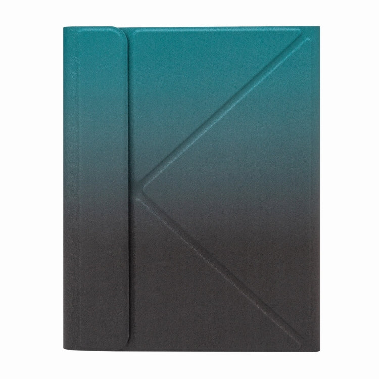 H-097S3 Tri-color Backlight Bluetooth Keyboard Leather Case with Rear Three-fold Holder For iPad 9.7 2018 & 2017(Dark Night Green)
