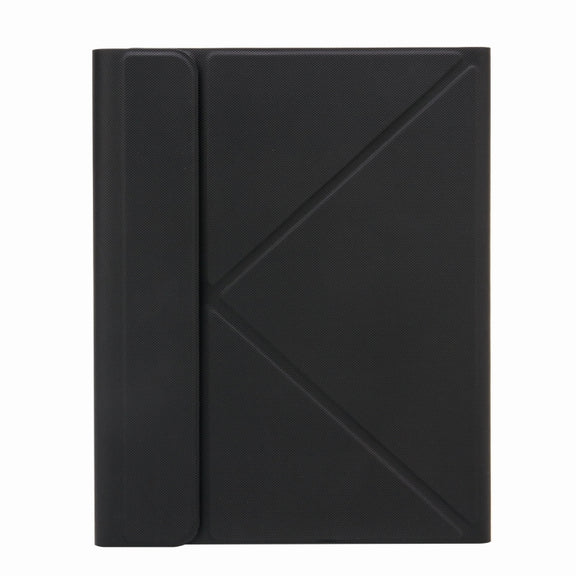 H-097S3 Tri-color Backlight Bluetooth Keyboard Leather Case with Rear Three-fold Holder For iPad 9.7 2018 & 2017(Black)
