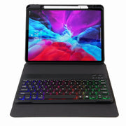 H-097S3 Tri-color Backlight Bluetooth Keyboard Leather Case with Rear Three-fold Holder For iPad 9.7 2018 & 2017(Black)
