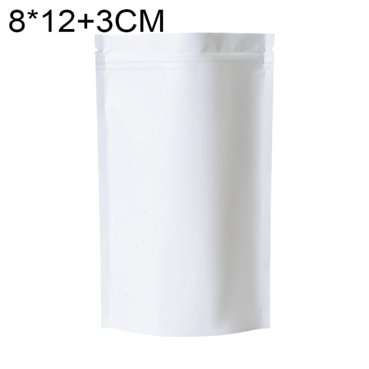 100 PCS/Set Matte Aluminum Foil Snack Stand-up Pouch, Size:8x12+3cm(White)