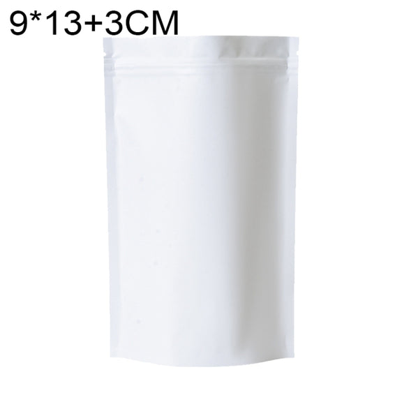 100 PCS/Set Matte Aluminum Foil Snack Stand-up Pouch, Size:9x13+3cm(White)