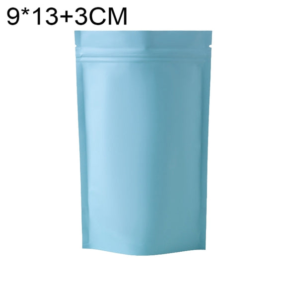 100 PCS/Set Matte Aluminum Foil Snack Stand-up Pouch, Size:9x13+3cm(Sky Blue)