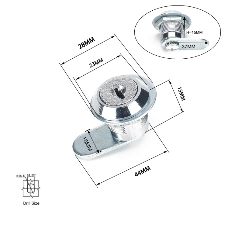A2921-01 15mm Cylinder Drawer & Cabinet Lock Cam Locks