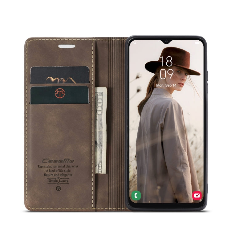 For Samsung Galaxy A13 4G/A13 5G/A04S/A04/M13 5G CaseMe 013 Multifunctional Horizontal Flip Leather Phone Case(Coffee)
