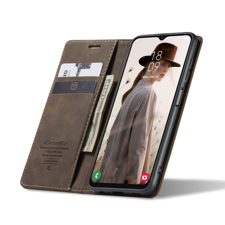 For Samsung Galaxy A13 4G/A13 5G/A04S/A04/M13 5G CaseMe 013 Multifunctional Horizontal Flip Leather Phone Case(Coffee)