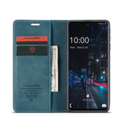 For Samsung Galaxy A33 5G CaseMe 013 Multifunctional Horizontal Flip Leather Phone Case(Blue)