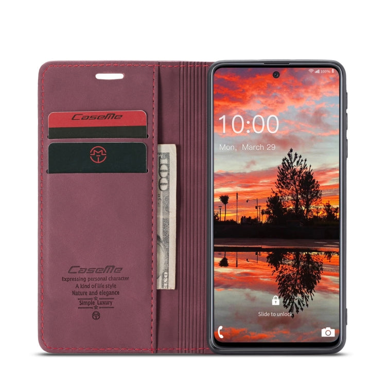 For Samsung Galaxy A33 5G CaseMe 013 Multifunctional Horizontal Flip Leather Phone Case(Wine Red)