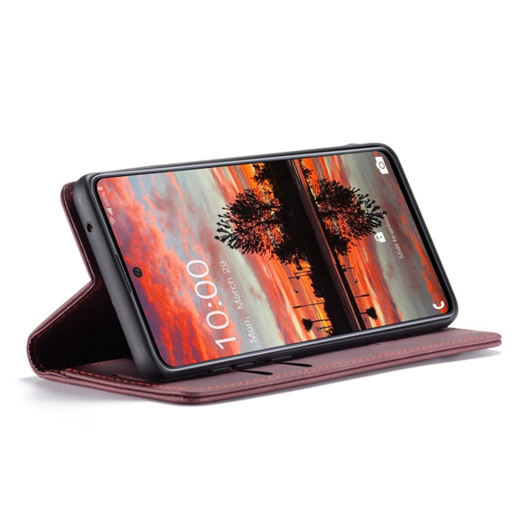 For Samsung Galaxy A33 5G CaseMe 013 Multifunctional Horizontal Flip Leather Phone Case(Wine Red)