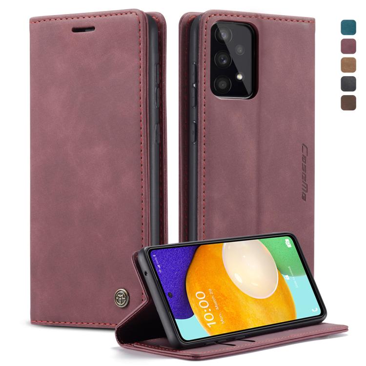 For Samsung Galaxy A53 5G CaseMe 013 Multifunctional Horizontal Flip Leather Phone Case(Wine Red)