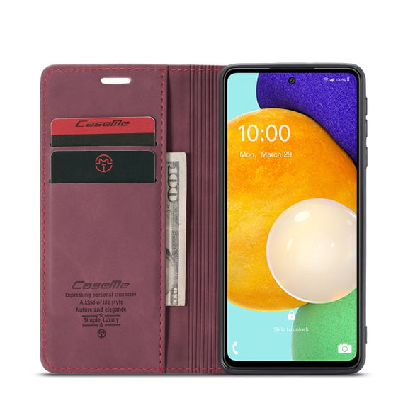 For Samsung Galaxy A53 5G CaseMe 013 Multifunctional Horizontal Flip Leather Phone Case(Wine Red)