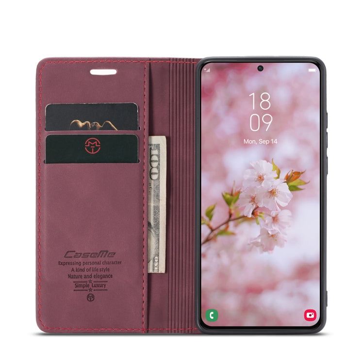 For Samsung Galaxy S22+ CaseMe 013 Multifunctional Horizontal Flip Leather Phone Case(Wine Red)