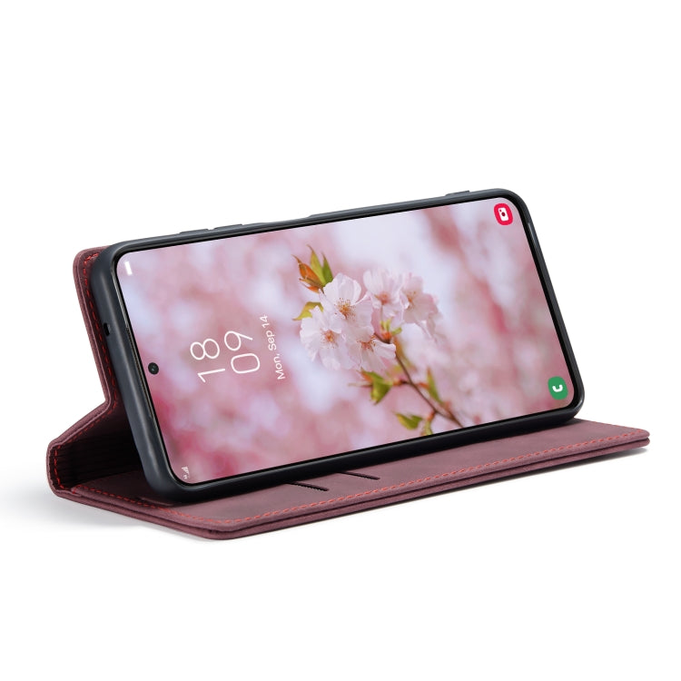 For Samsung Galaxy S22+ CaseMe 013 Multifunctional Horizontal Flip Leather Phone Case(Wine Red)