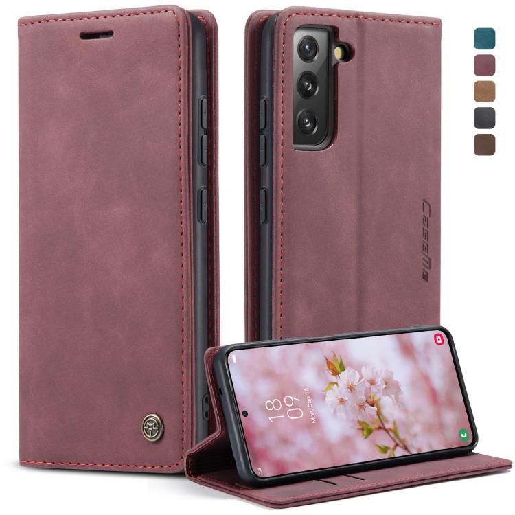 For Samsung Galaxy S22+ CaseMe 013 Multifunctional Horizontal Flip Leather Phone Case(Wine Red)