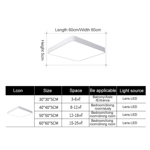 Macaron LED Square Ceiling Lamp, White Light, Size:30cm(Pink)