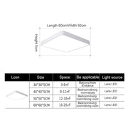 Macaron LED Square Ceiling Lamp, White Light, Size:60cm(Black)