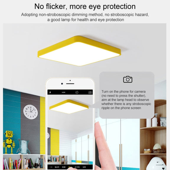 Macaron LED Square Ceiling Lamp, White Light, Size:60cm(Black)