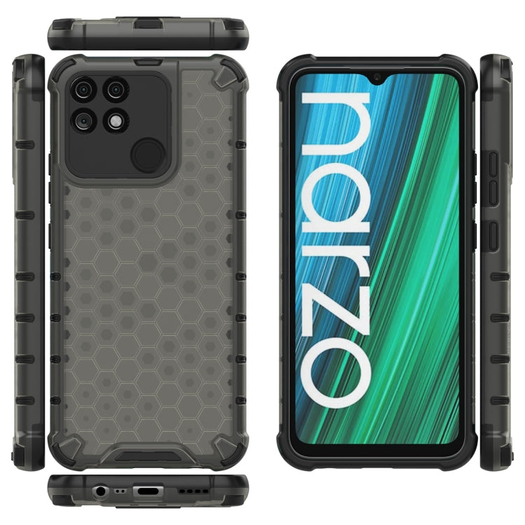 For OPPO Realme Narzo 50A Honeycomb PC + TPU Phone Case(Black)