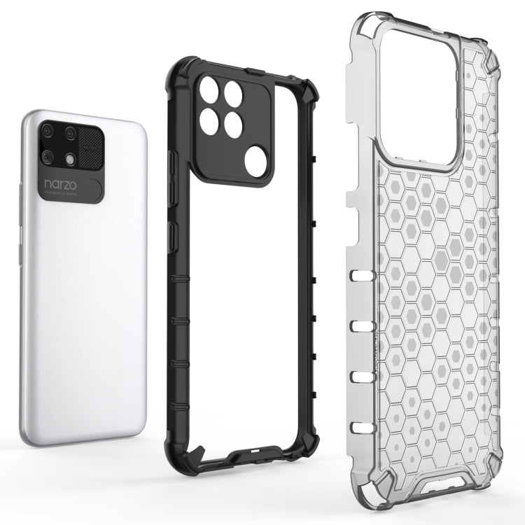 For OPPO Realme Narzo 50A Honeycomb PC + TPU Phone Case(Black)