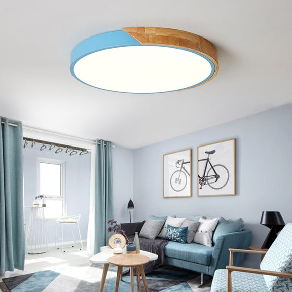 Wood Macaron LED Round Ceiling Lamp, White Light, Size:60cm(White)