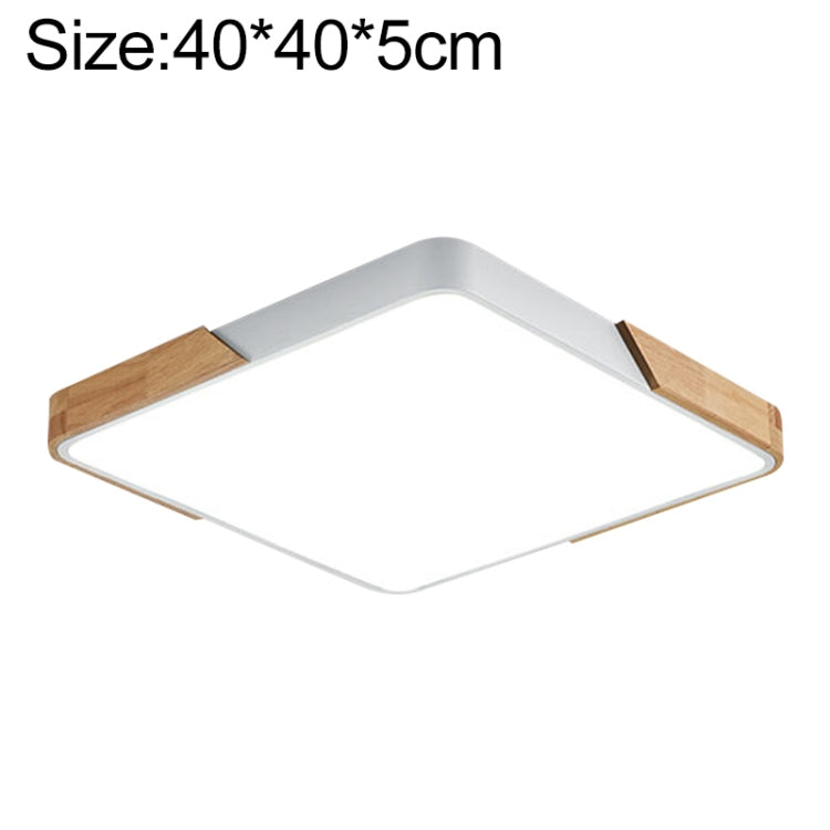 Wood Macaron LED Square Ceiling Lamp, White Light, Size:40cm(White)