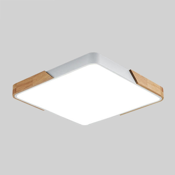 Wood Macaron LED Square Ceiling Lamp, White Light, Size:40cm(White)