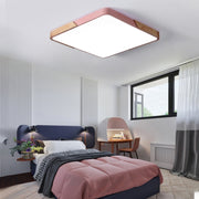 Wood Macaron LED Square Ceiling Lamp, White Light, Size:40cm(White)