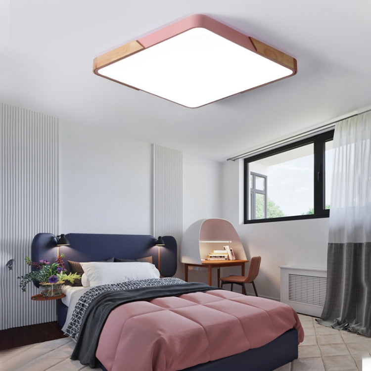 Wood Macaron LED Square Ceiling Lamp, White Light, Size:50cm(Gold)