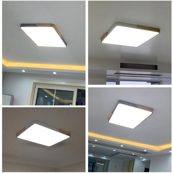 Wood Macaron LED Square Ceiling Lamp, White Light, Size:50cm(Gold)